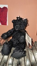 Maria Garramone Handmade Jointed Black Teddy Bear "Lily Pearl" German Mohair 9"