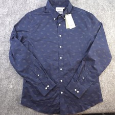 New Goodfellow Shirt Large Slim Fit Blue Geometric Long Sleeve Button Down