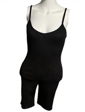 Nasty Gal Collection Black Ribbed Shapewear Bodysuit Mid Thigh Size 2 XS