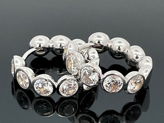 CREOLEN AUS 925/ SILBER RHODINIERT MIT ZIRKONIA SCHMUCKJAGD