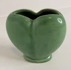 Vtg McCoy Pottery 3.75” Garden Green Glaze Heart Tulip Vase Planter Art Deco