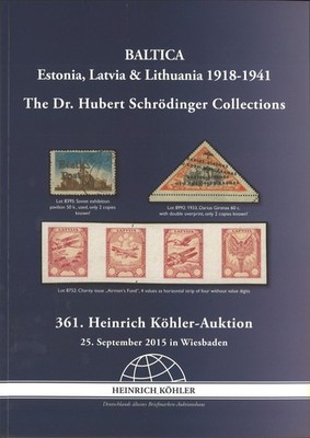 Köhler-Auktion Nr. 361: BALTICA. Estonia, Latvia & Lithuania 1918-1941 