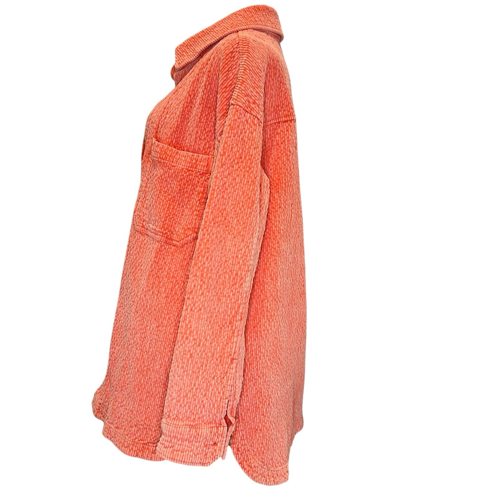 BDG Urban Outfitters Womens XS Neon Coral Corduroy Jacket Shirt Layering Grandma
