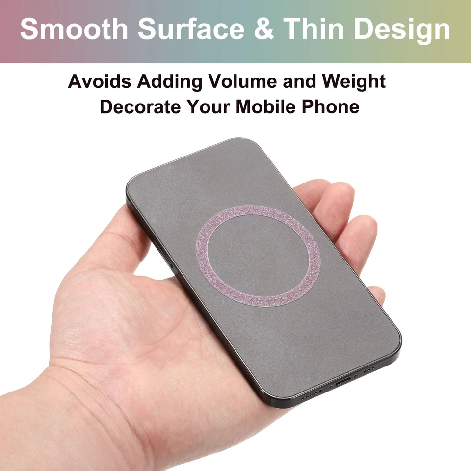 Магнитное кольцо-наклейка, металлическое блестящее магнитное переходное кольцо, розовое розовое 8 шт. - Изображение 4 из 4