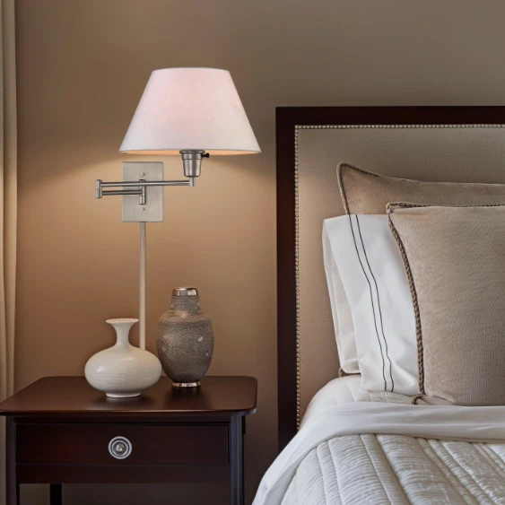 Kira Home Cambridge 13" Swing Arm Wall Lamp Brushed Nickel RV-W227-489-BN-WT - Image 2 of 4