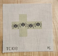 Handpainted needlepoint canvas: halloween spiders, mini box