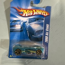 2008 Hot Wheels 46 All Stars NIGHT BURNER Aqua Variant w/Yellow OH5 Spoke Wheel