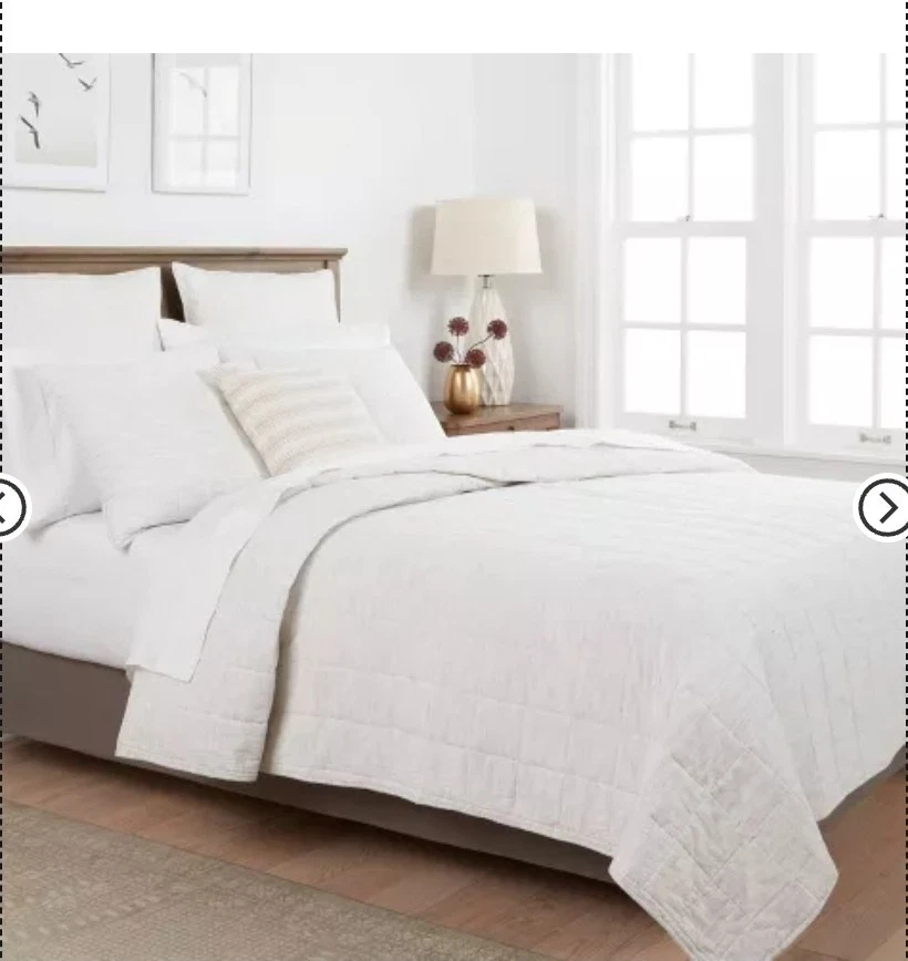 Edredón de lino de algodón teñido Threshold King Space gris claro* Foto 2 de 4