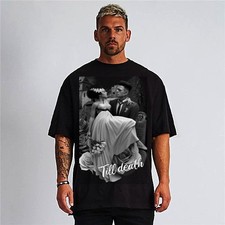 Frankenstein & Elvira Till Death Street Style Camiseta Negra 100% Serigrafía