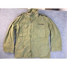 Vintage US Army M-65 Field Coat Large Long Olive Green Military Jacket 80s 1980