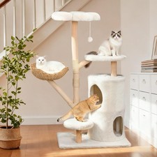 Kratzbaum Katzenbaum Kletterbaum Holz 142 cm Katzen Kratz Spiel Sisal Baum XXL
