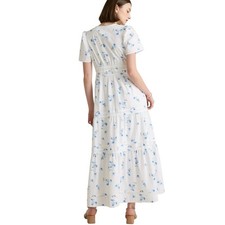 EUC Quince Women's Classic White Tiered Maxi Dress XS Organic Cotton 4437-89