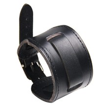 Retro Wide Cuff Bracelet - PU Leather Biker Wristband Watch Strap for Men