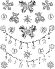 Rhinestone Bling Shoe Charms Designer Jewelry Accessories for Women silver