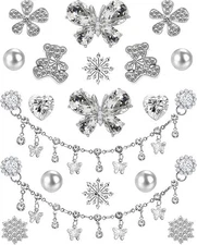 Rhinestone Bling Shoe Charms Designer Jewelry Accessories for Women silver