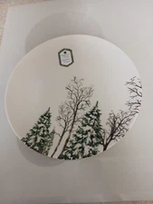 Set of 4 Intesa 10 1/2" Winter Pine Tree Dinner Plates