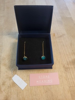 Threader Earrings, New in Boutique Box, Unique & Perfect Gift! Green Onyx. 1 Avl