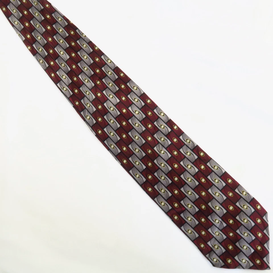 Corbata de cuello para hombre Kilburne & Finch rojo gris geométrico rectangular 58x3,75 Foto 2 de 4