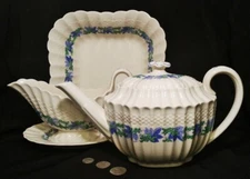 9.5" VEG BOWL COPELAND SPODE vtg valencia blue green england tableware pottery