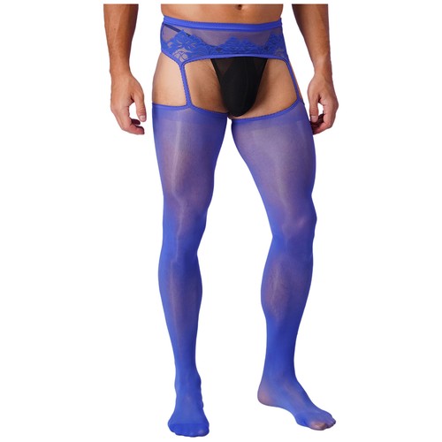 Sexy Men Pantyhose Sheer Nightwear Sissy Garter Stockings Crossdressing Lingerie - Picture 71 of 106