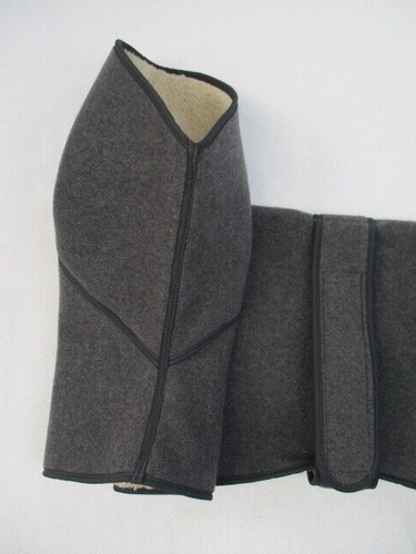 26" SMALL GREYHOUND COAT GREY FLEECE SHOWPROOF OUTER CREAM FLEECE LINED HI-NECK - Picture 4 of 8