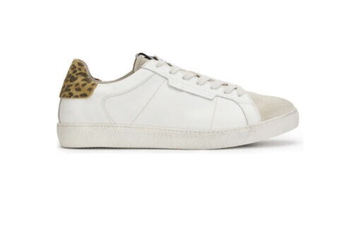 ALLSAINTS Men's Sheer Low Top White Leopard Leather Sneaker Size 11 - Picture 3 of 5