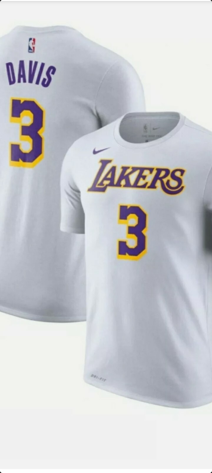 NWT Anthony Davis Los Angeles Lakers White Name and Number Shirt Size ...