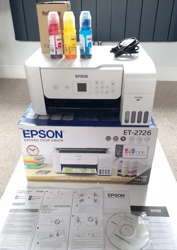 Epson EcoTank ET-2726 All-in-One Wireless Inkjet Printer + SPARE INK + NEW PADS