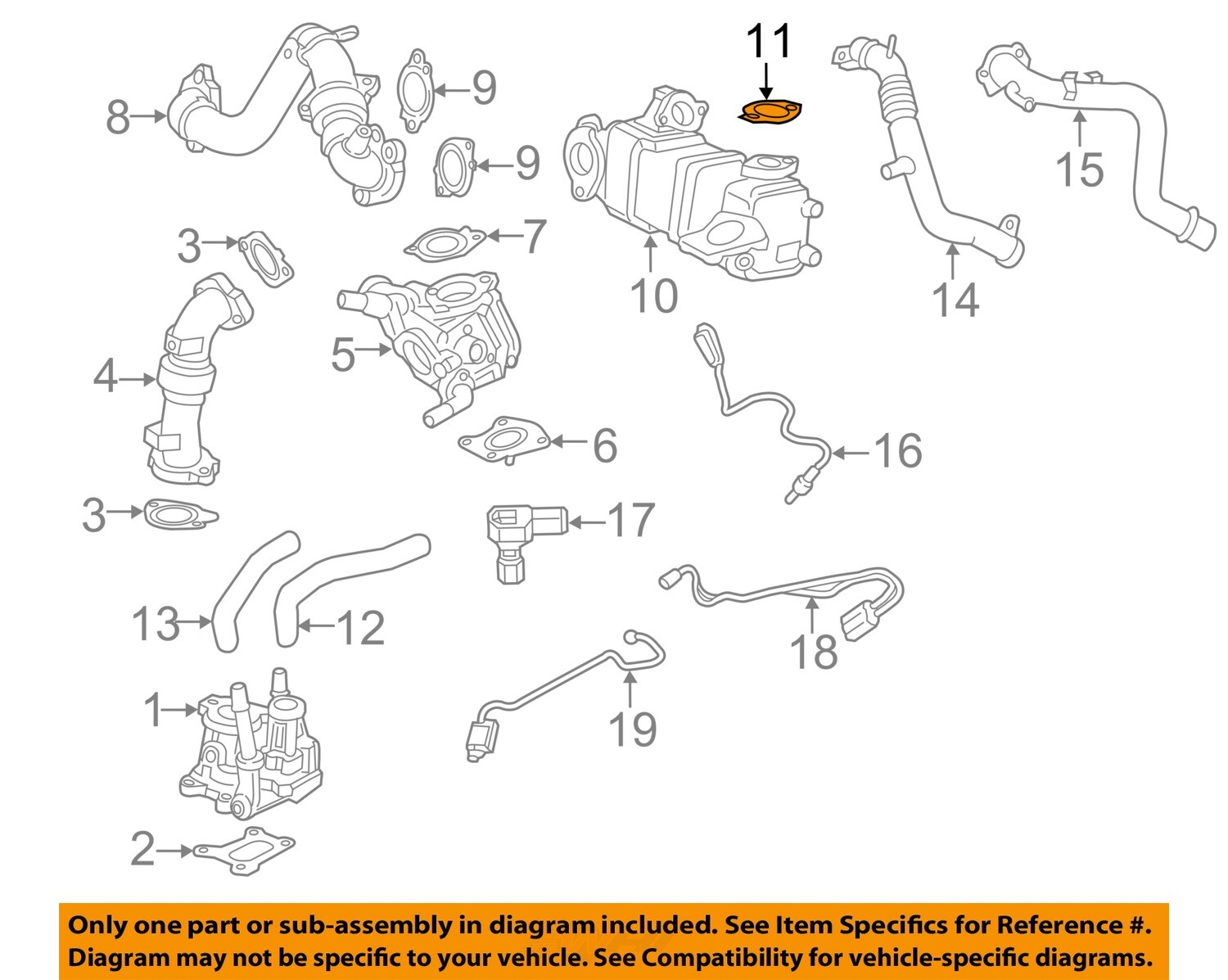 GM OEM 17-25 Sierra 2500 HD Egr System-Inlet Pipe Gasket 12648141
