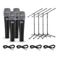 Shure Beta 57a Dynamic Mic With Cable And Stand 4 Pack
