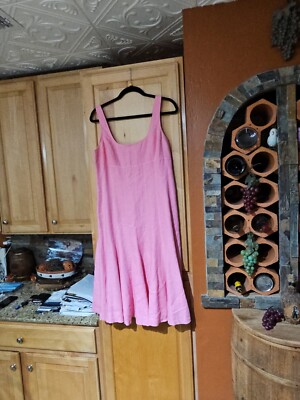 Lauren Ralph Lauren Women's Pink Linen Sleeveless Midi Dress Barbie Size 10  | eBay