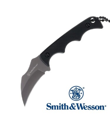 Smith & Wesson Neck Knife HRT Black with chain Free Shipping USA