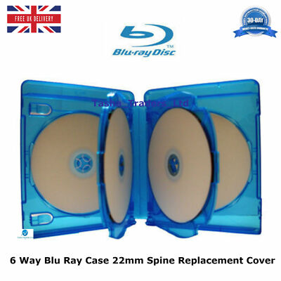 5 x 6 Wege Blu Ray Hüllen 22mm Wirbelsäule 2,2 cm für 6 Festplatten Neu Ersatz Cover