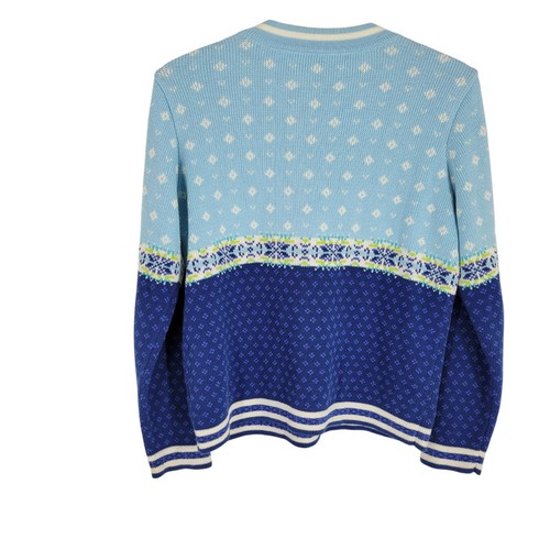 Hanna Andersson Blue Fair Isle Nordic 100% Cotton Quarter-Zip Sweater Large - Picture 5 of 5
