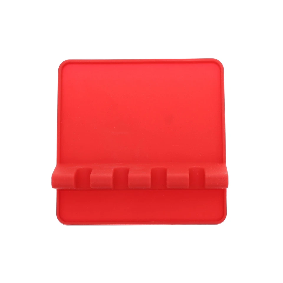 Utensilio de silicona rojo reposacuchara con almohadilla de goteo múltiples utensilios resistente al calor Foto 2 de 4