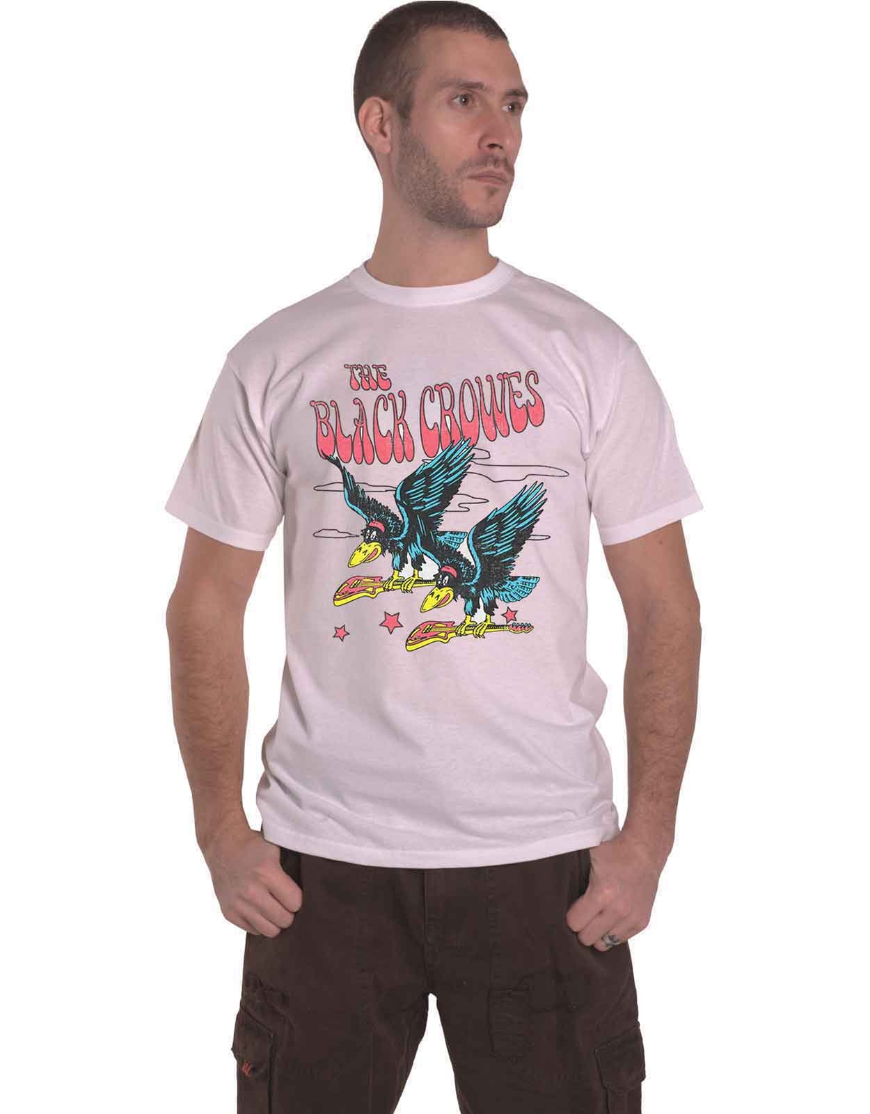Black Crowes Flying Logo Official Mens White Band T-Shirt