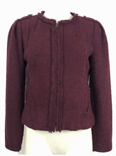 Cabi Britt Boucle Tweed Zip Blazer Jacket 8 Burgundy Pockets Work Formal 530