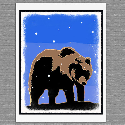 6 Grizzly Bear Winter Graphics Snow Blank Art Note Greeting Cards