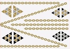 Temporary Flash One-Time Tattoo Classic Gold Silver 10-Piece Necklace Bracelet