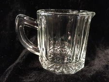 Vintage Mini Depression Glass Pitcher/Creamer ~ Ribbed Sides & Starburst Bottom