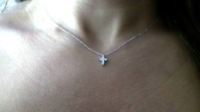 DIAMOND CROSS 14k WHITE GOLD 0.16 CT DIAMONDS SMALL CROSS SI1 CLARITY G COLOR