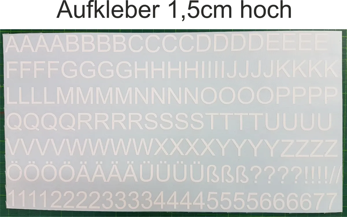 Zahlen - Buchstaben - Aufkleber 1,5cm hoch Klebebuchstaben Farben