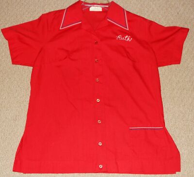 Vintage King Louie Red Bowling Shirt Chain Stitch Rockabilly- Ruth