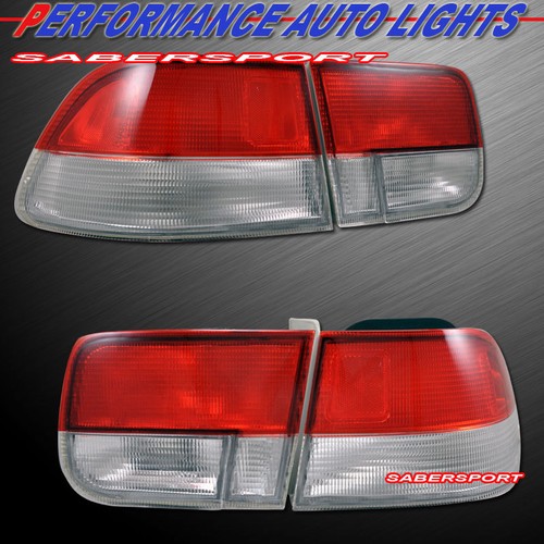 Set of 4pcs OE Style Red Clear Taillights for 19962000 Honda Civic 2dr
