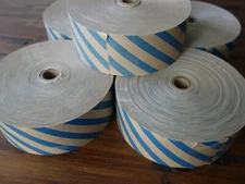 Industrial Grade Gummed Packaging Tape 60mm Brown with Blue Stripes.
