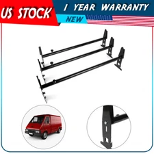 Black Van Roof Ladder Rack Cargo Carrier Square 3 Rails For Chevy Dodge Ford