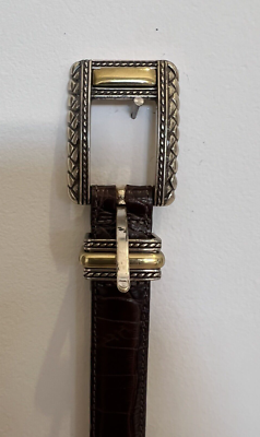 Brighton Belt Brown #44209 Alligator Croc Embossed Silver  display picture 2