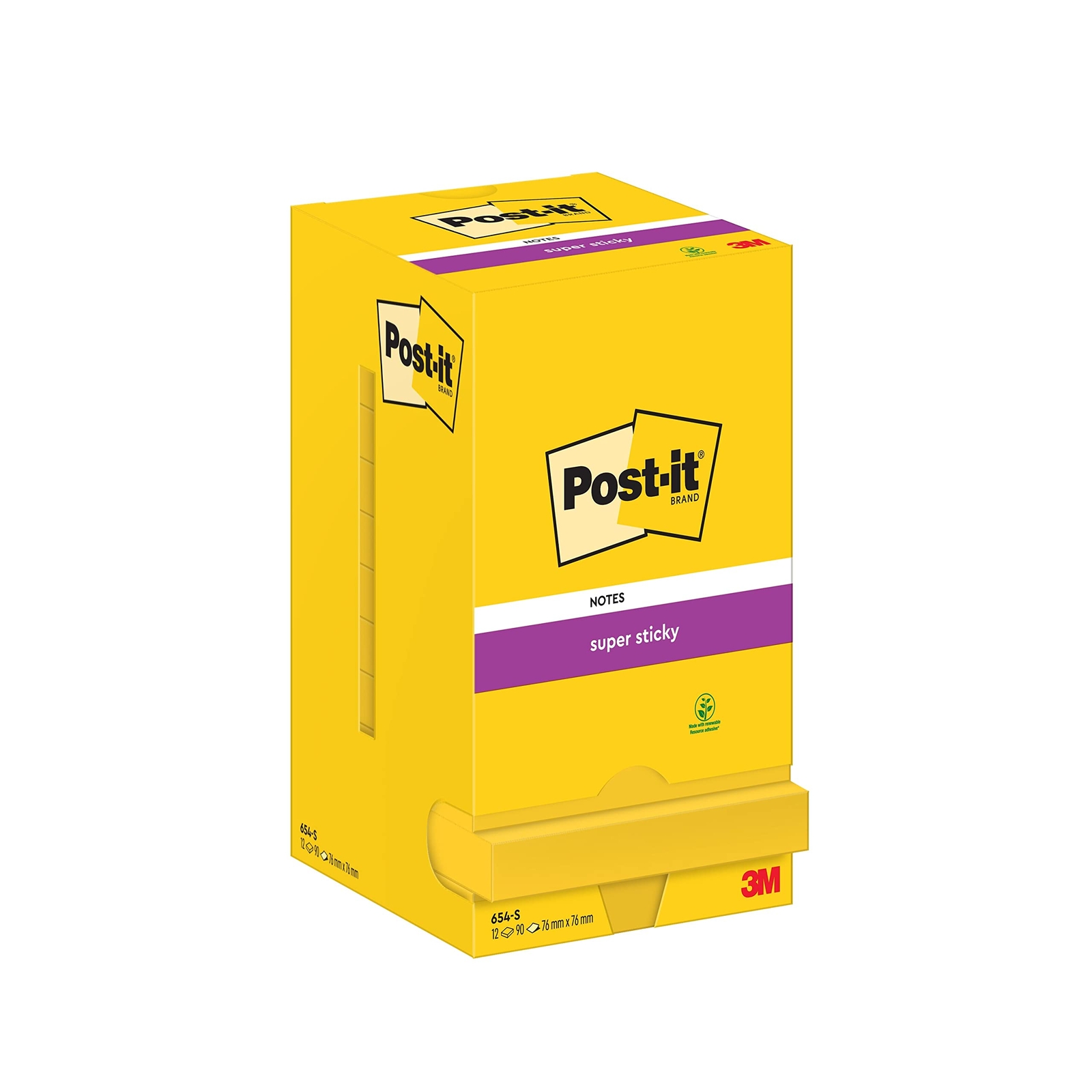 Post-it Super Sticky Notes Ultra Yellow Colour, Pack of 12 Pads, 90 Sheets per P