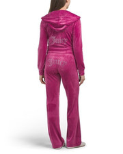 NEW NWT JUICY COUTURE Velour OG Bling Tracksuit Set in Fuchsia Pink Size M