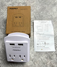 Outlet Extender USB Wall Charger - POWRUI Multi Plug Wall Outlet Splitter. NEW